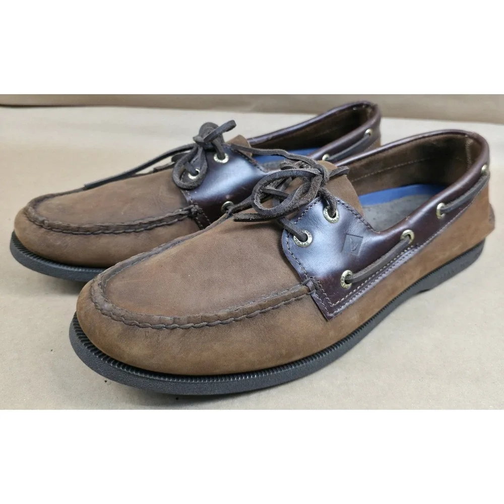 Sperry Men's (SZ 12 M) Authentic Brown Original 2-Eye Boat Shoe Leather 0195412
